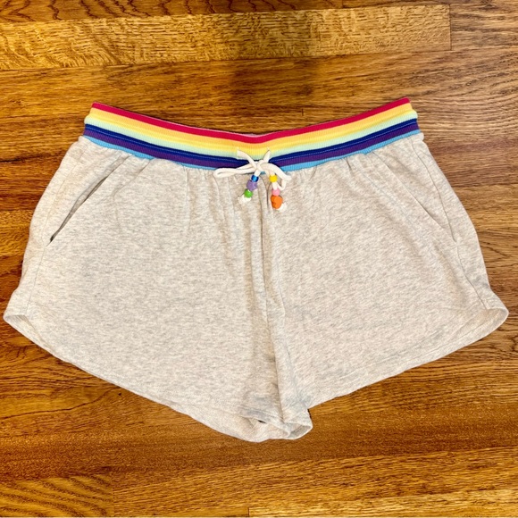 SO Pants - SO Brand Gray Athletic Shorts with Drawstring Rainbow colored Waist - GC - XL